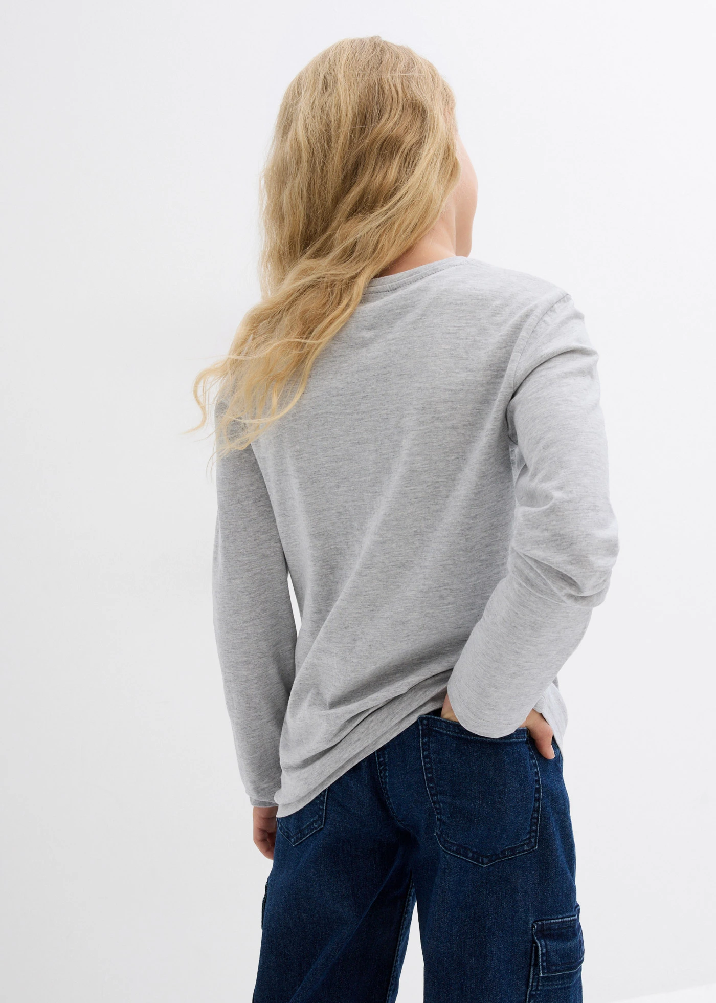 Longsleeve (set van 3) met biologisch katoen • zwart+wit+lichtgrijs gemêleerd • bonprix online shop