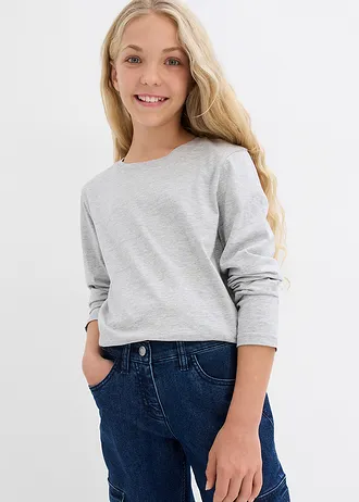 Longsleeve (set van 3) met biologisch katoen, Kleur: zwart+wit+lichtgrijs gemêleerd