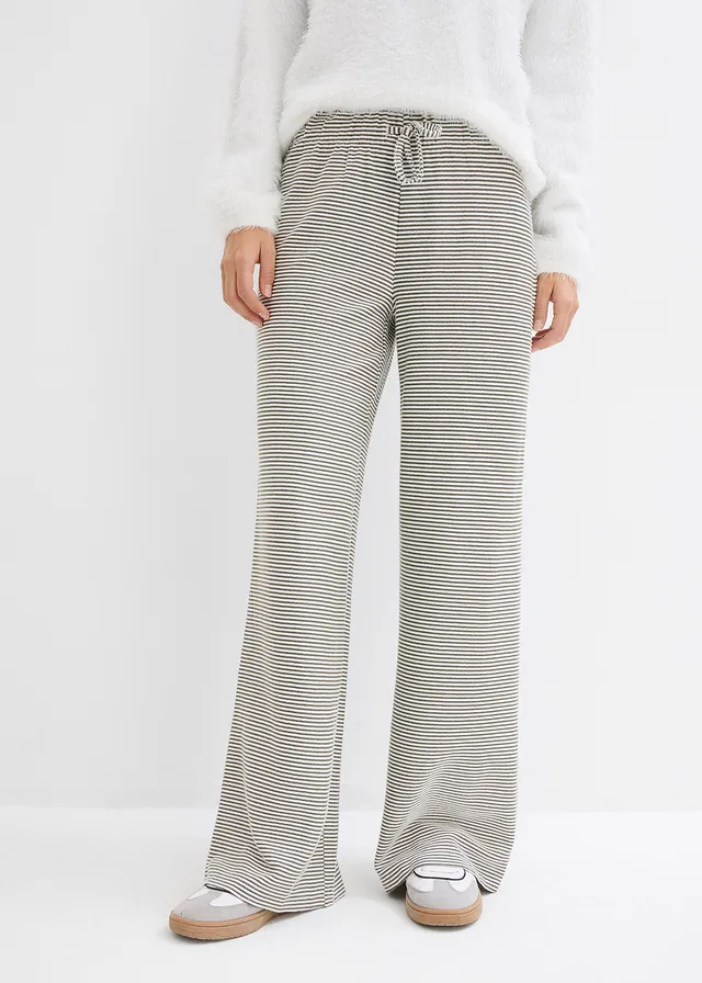 Pantalon en jersey rayé avec cordon de serrage, coton majoritaire • noir-écru rayé • product-page.page-title-suffix