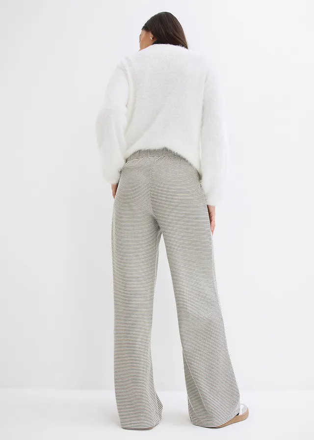 Pantalon en jersey rayé avec cordon de serrage, coton majoritaire • noir-écru rayé • product-page.page-title-suffix