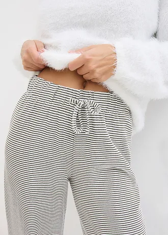 Gestreepte jersey broek in een katoenmix • zwart-wolwit gestreept • bonprix online shop