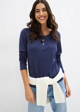 Shirt met ronde hals van puur biologisch katoen • donkerblauw • bonprix online shop