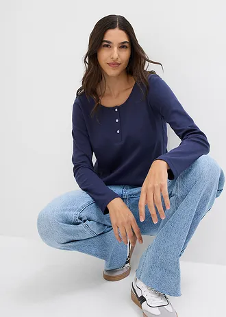 Shirt met ronde hals van puur biologisch katoen • donkerblauw • bonprix online shop