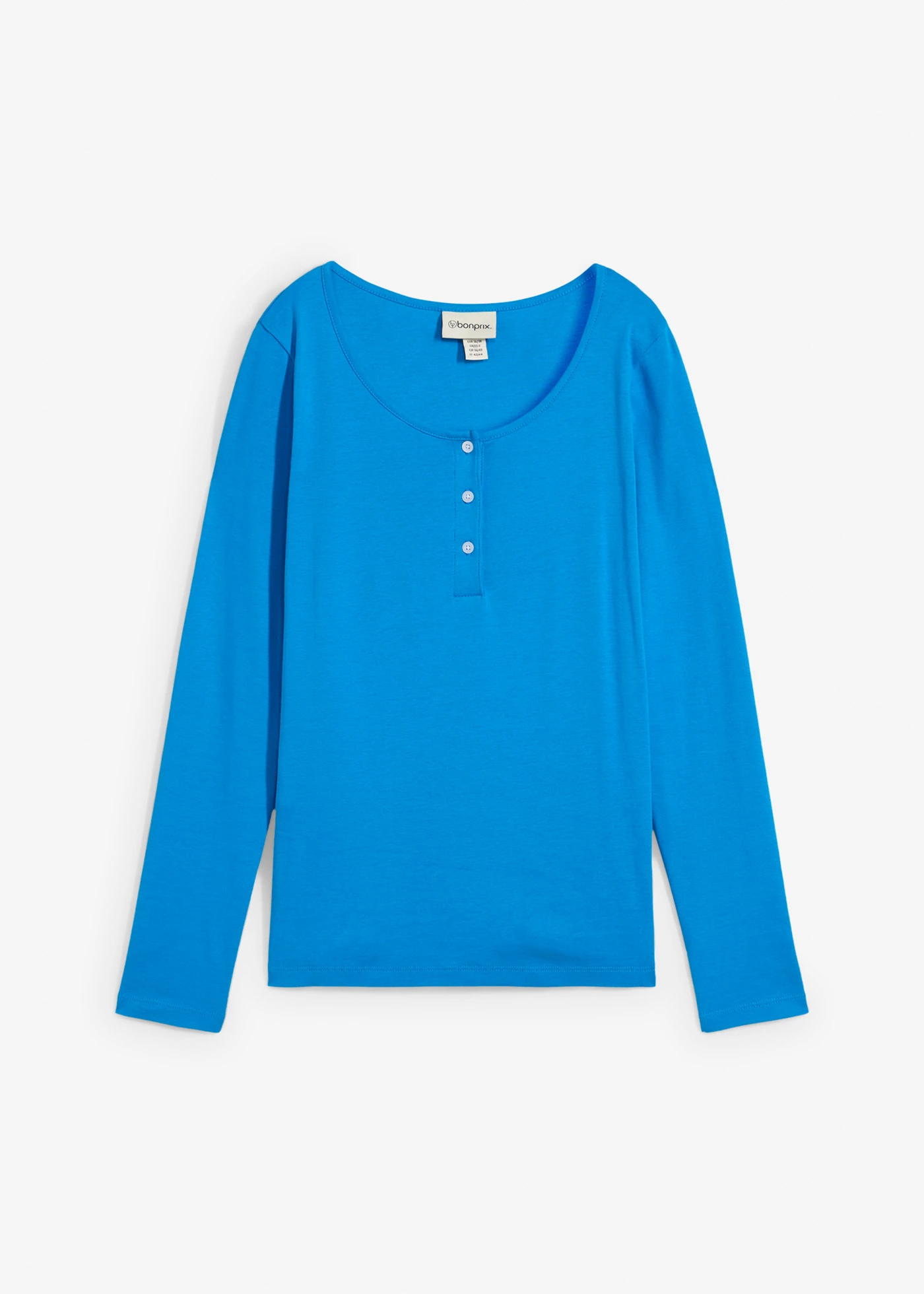 T-shirt manches longues à col rond • bleu capri • Boutique bonprix