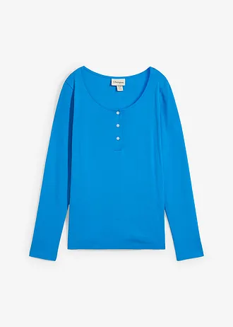 Shirt met ronde hals van puur biologisch katoen, Kleur: capriblauw