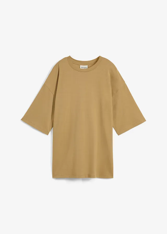 Longshirt van interlock, Kleur: kakibruin