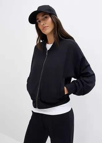 Blouson doux en sweat avec viscose • noir • Boutique bonprix