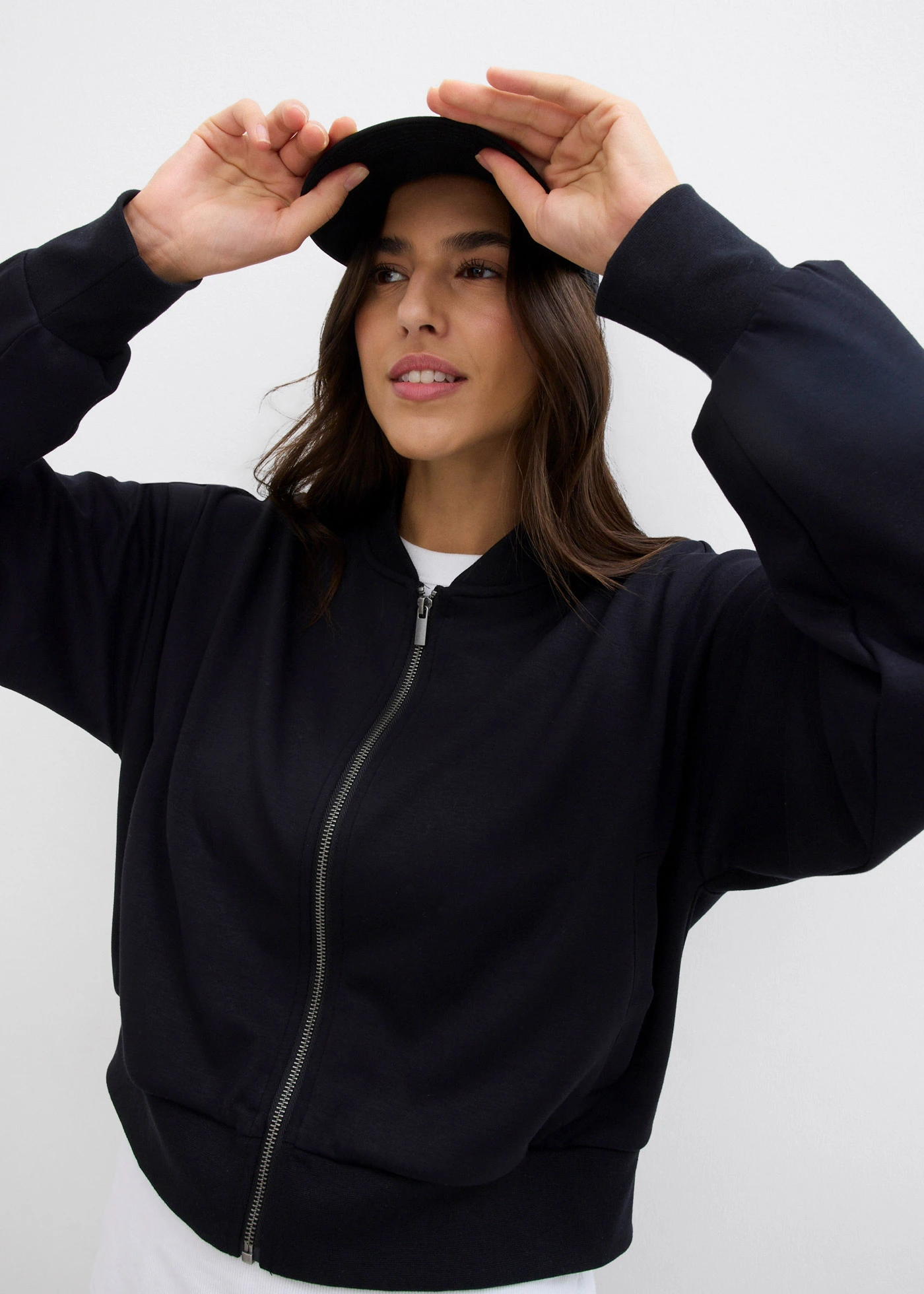 Bomber van zachte viscosemix • zwart • bonprix online shop