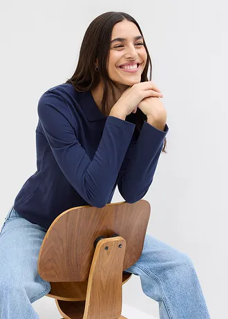 Bluză polo din bumbac organic piqué • bleumarin • magazin bonprix