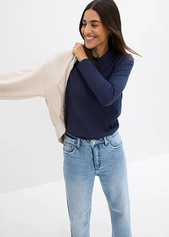 Polo en maille piquée 100% coton • bleu foncé • Boutique bonprix