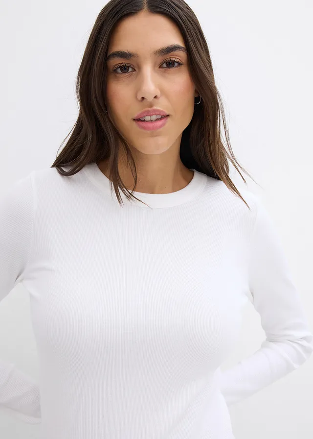 Bluză ripsată cu bumbac organic (set 2 buc.) • negru/alb • magazin bonprix