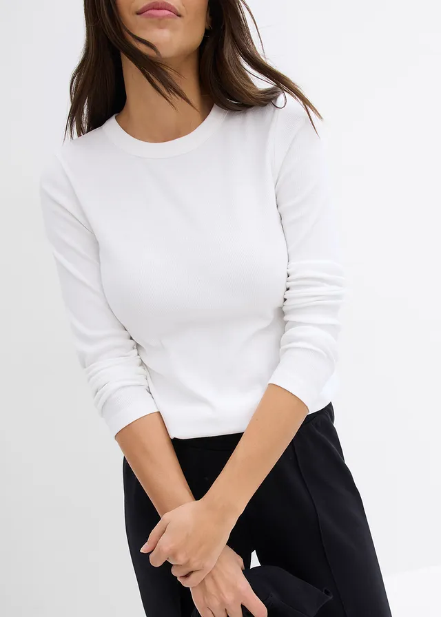 Bluză ripsată cu bumbac organic (set 2 buc.) • negru/alb • magazin bonprix