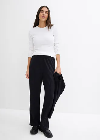 Geribd shirt met biologisch katoen (set van 2), Kleur: zwart/wit