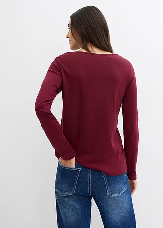 Shirt z długim rękawem, z czystej bawełny organicznej • czerwony klonowy • sklep bonprix