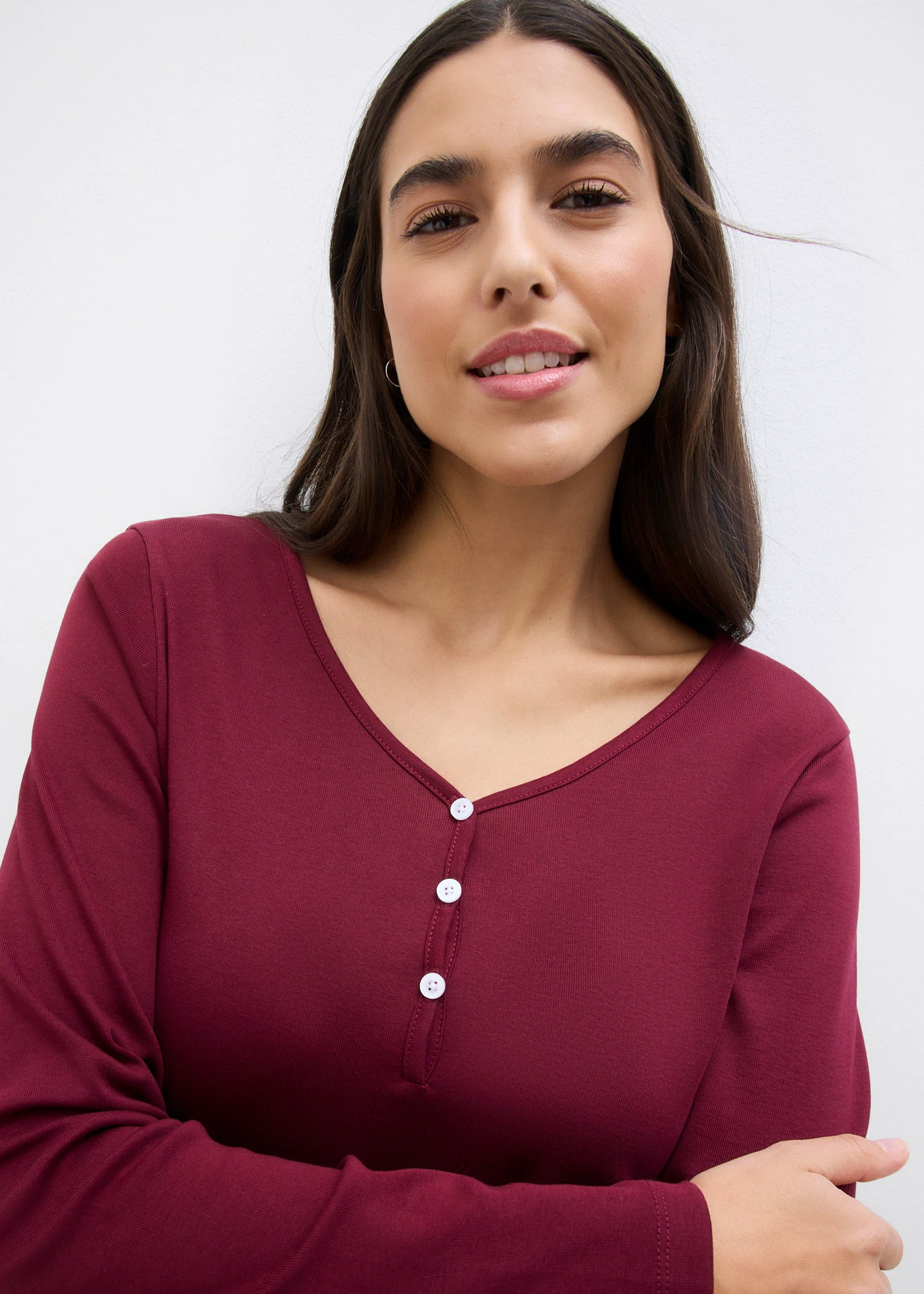 Bluză cu mânecă lungă din bumbac organic pur • roșu arțar • magazin bonprix