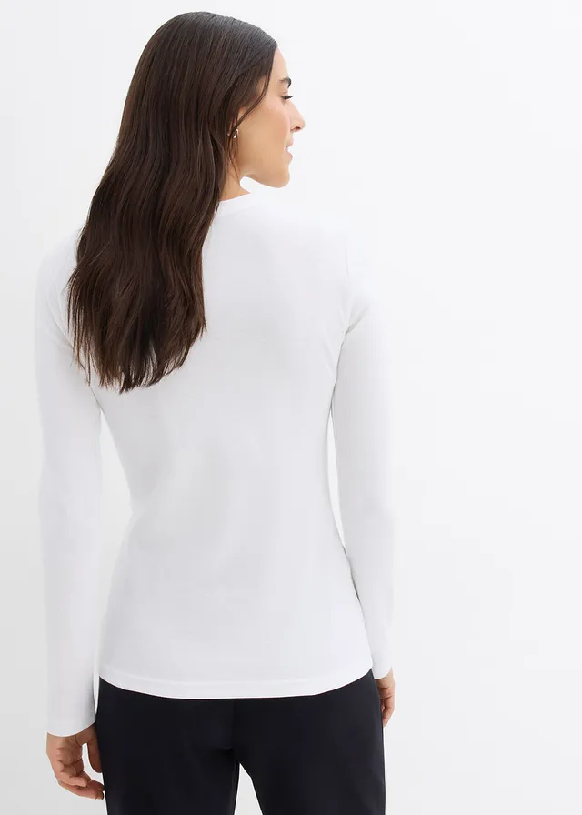 Lot de 2 T-shirts côtelés, Couleur: noir / blanc