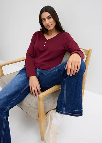 Shirt z długim rękawem, z czystej bawełny organicznej • czerwony klonowy • sklep bonprix