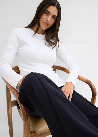 Geribd shirt met biologisch katoen (set van 2) • zwart/wit • bonprix online shop