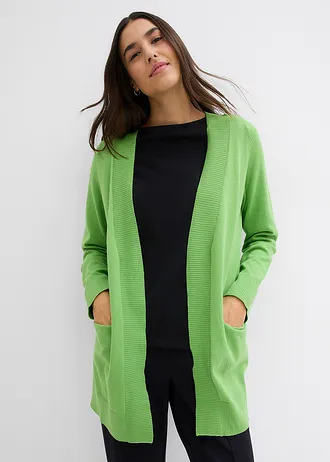 Sweter bez zapięcia, z kieszeniami, długi rękaw • zielony • sklep bonprix