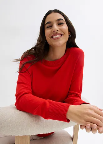 Finom kötésű pulóver • eperpiros • bonprix áruház