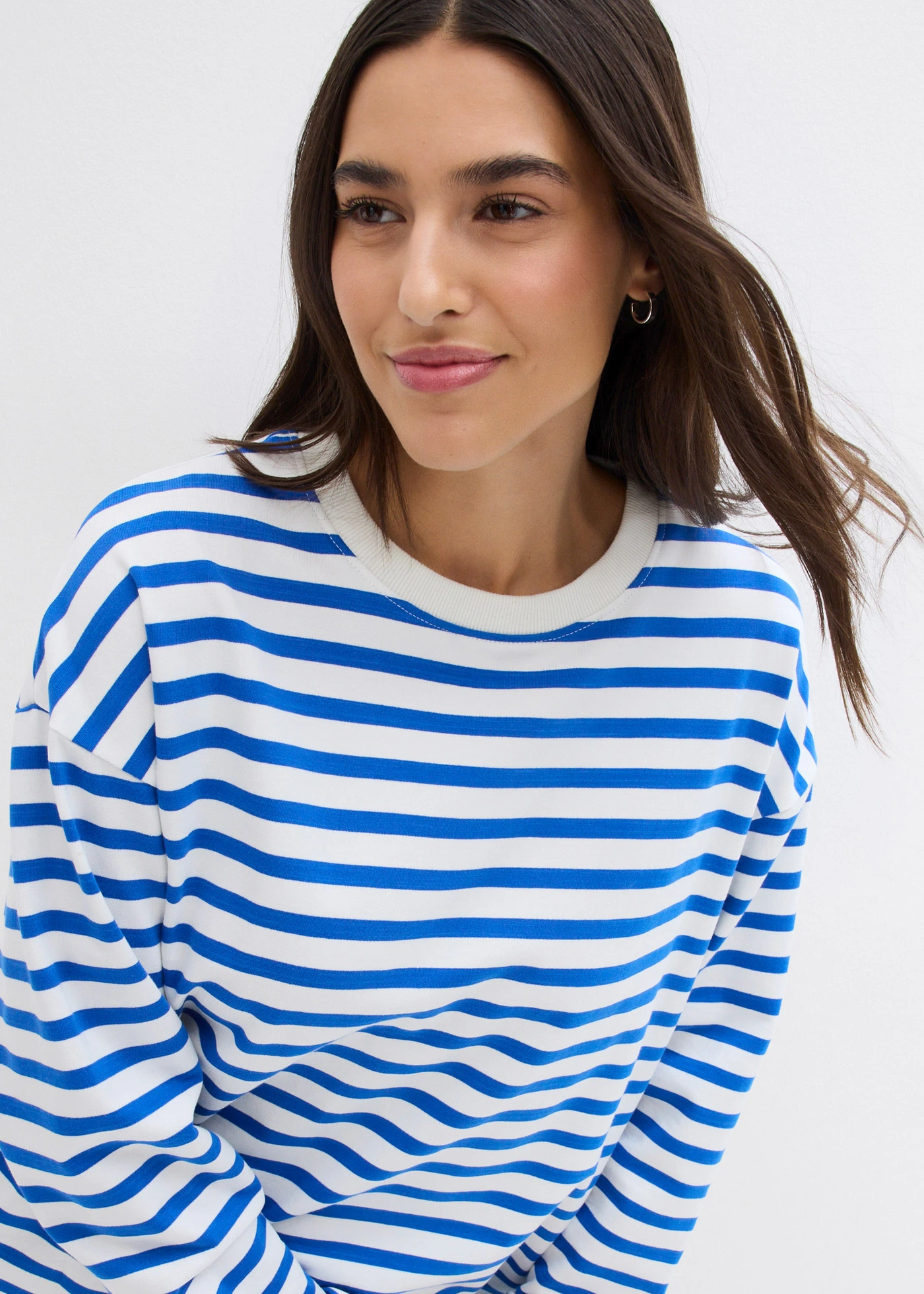 Bluză casual din bumbac organic 100% • bej/albastru arctic cu dungi • magazin bonprix