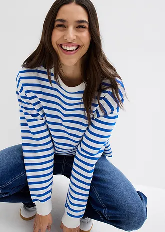 Sweat-shirt • beige-bleu arctique rayé • Boutique bonprix