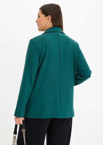 Blazer van jersey-crêpe, Kleur: diepgroen
