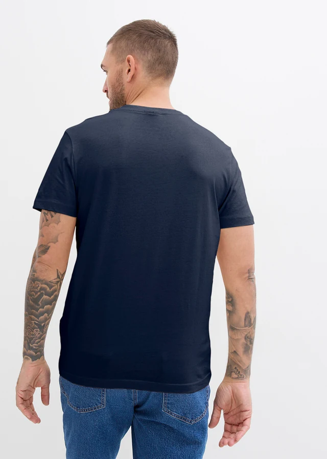 Bluză henley din bumbac organic 100% (set/3 buc.) • măsliniu + bej + bleumarin • magazin bonprix