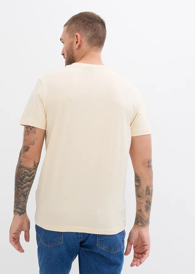 Henley shirt met biologisch katoen (set van 3), Kleur: olijfgroen + beige + donkerblauw