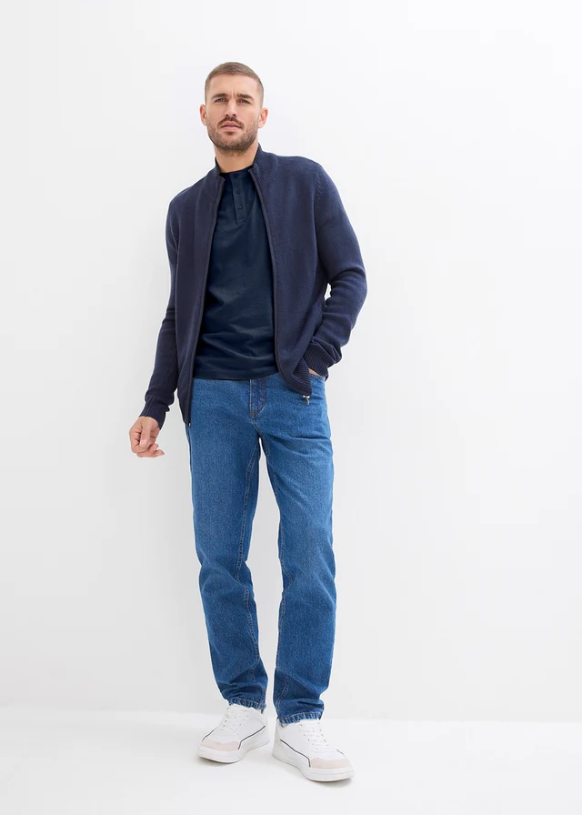 Bluză henley din bumbac organic 100% (set/3 buc.) • măsliniu + bej + bleumarin • magazin bonprix
