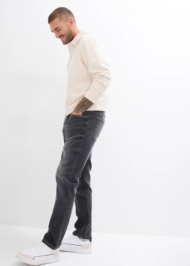 Jean regular, droit, Couleur: noir denim