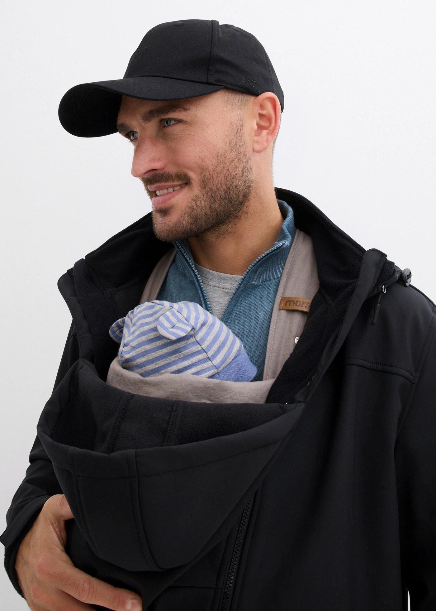 Pánská bunda 2 v 1 se vsadkou na miminko • černá • bonprix obchod