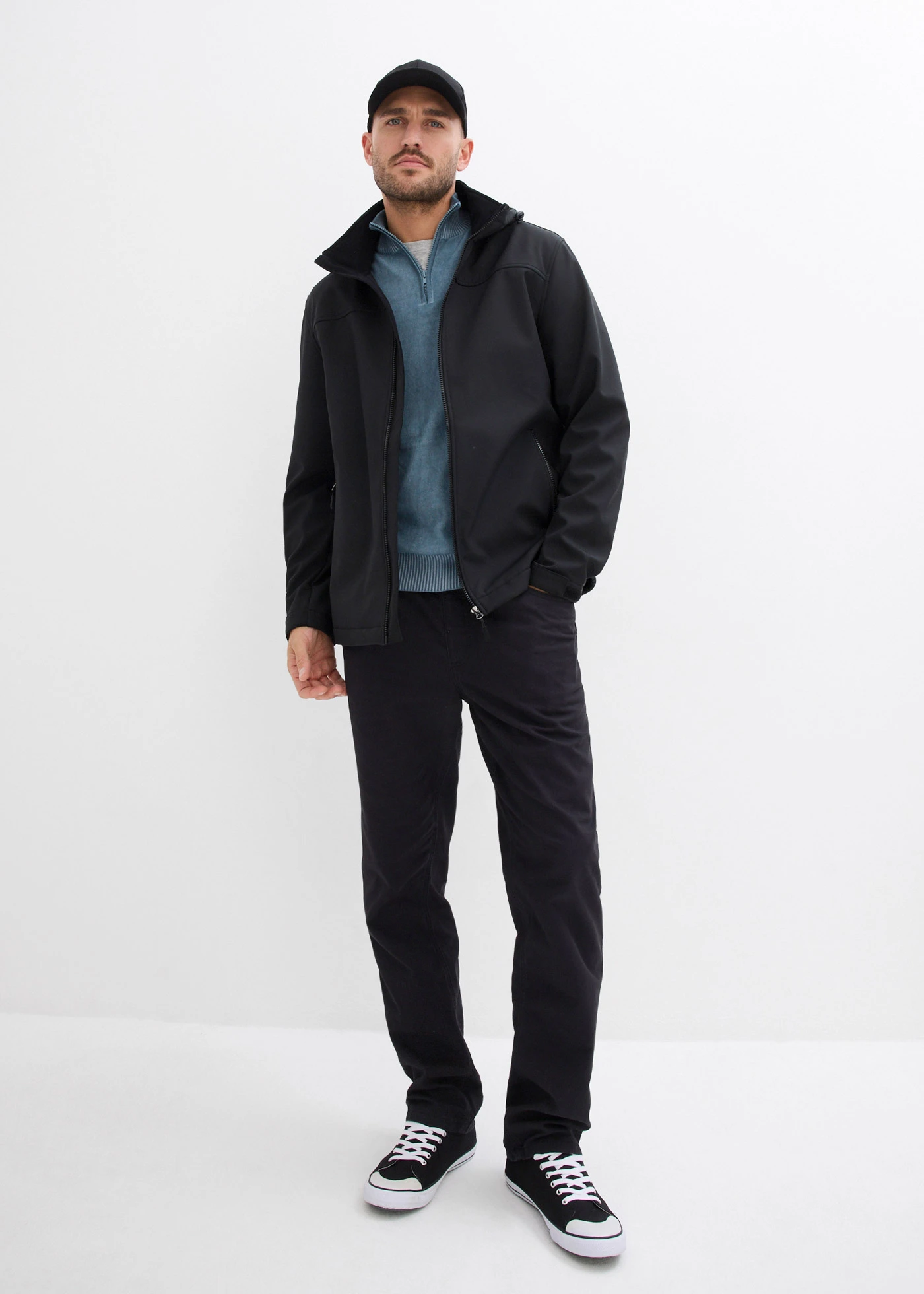 Pánská bunda 2 v 1 se vsadkou na miminko • černá • bonprix obchod