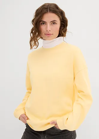Oversized sweater van katoen, Kleur: crèmegeel