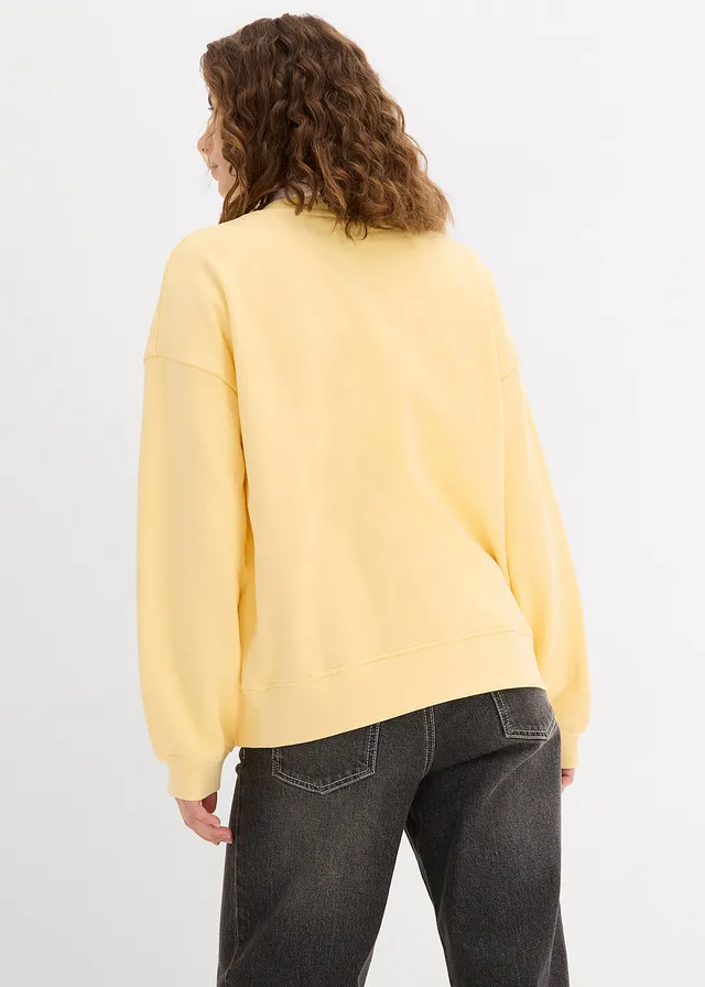 Oversized sweater van puur katoen, Kleur: crèmegeel