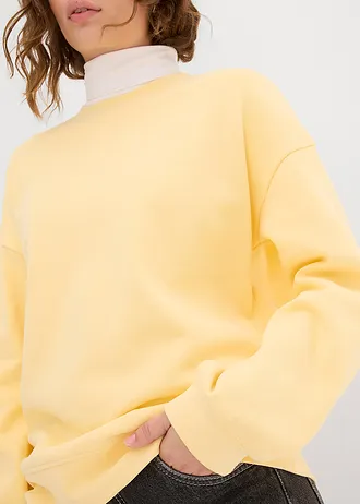 Oversized sweater van puur katoen • crèmegeel • bonprix online shop