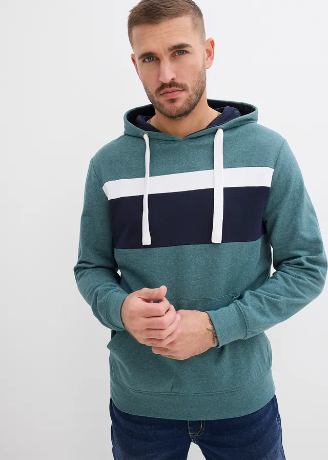 Sweat à capuche, Couleur: gris vert rayé