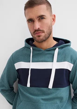 Bluza z kapturem • szarozielony w paski • sklep bonprix