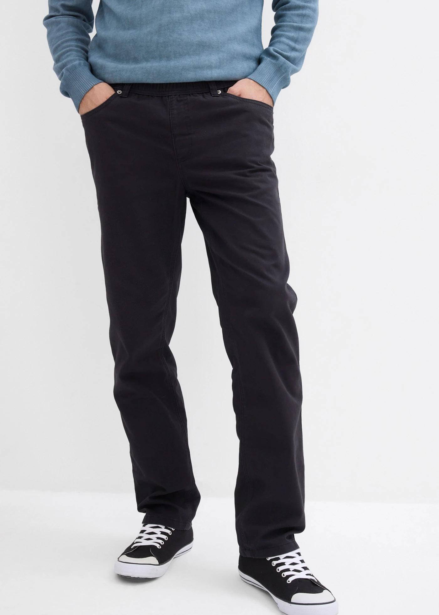 Regular fit instapbroek, straight (set van 2) • zwart+donkerblauw • bonprix online shop