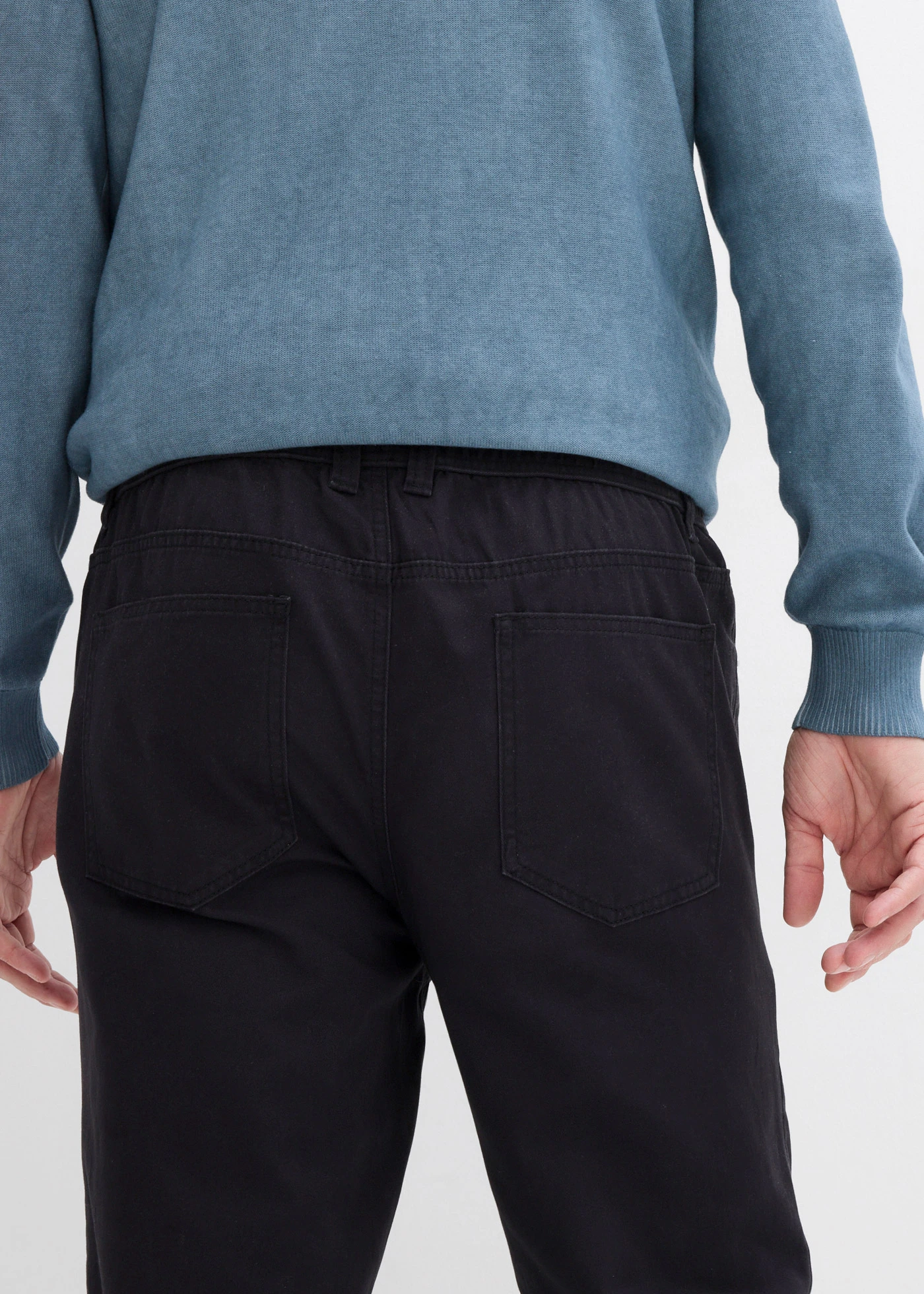 Kalhoty bez zapínání, Regular Fit, Straight (2 ks v balení) • černá + tmavě modrá • bonprix obchod