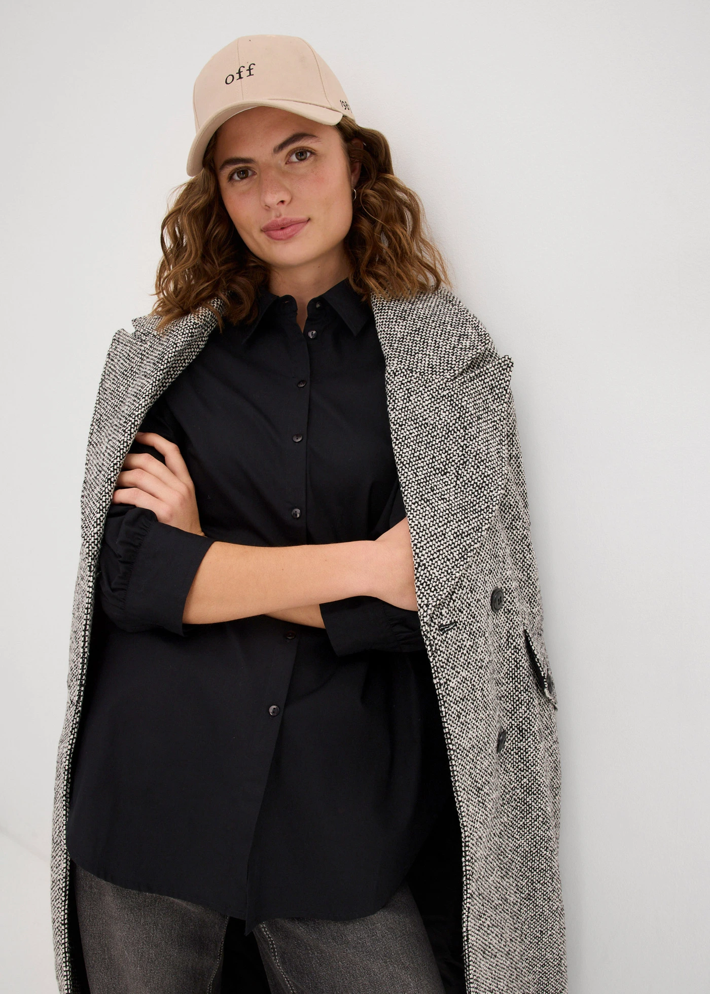 Oversized overhemdblouse van katoen met 3/4 mouwen • zwart • bonprix online shop