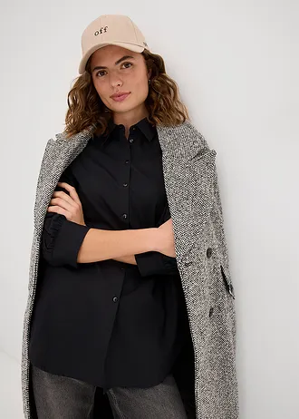 Bavlněná oversize košile s 3/4 rukávem • černá • bonprix obchod