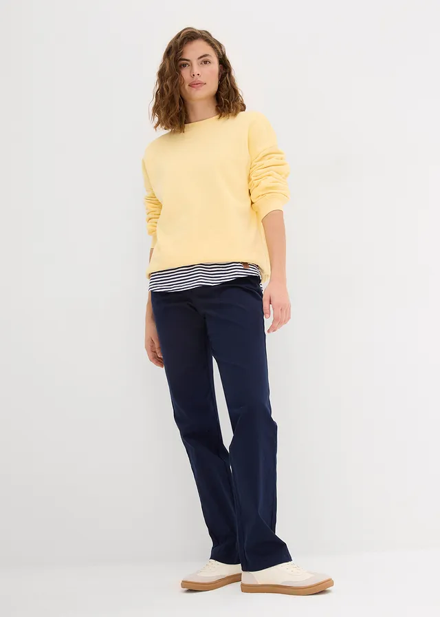 Sweat oversize 100% coton, Couleur: jaune crème