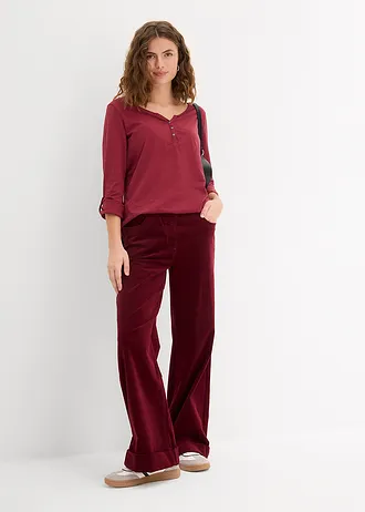 Shirt met knoopsluiting van biologisch katoen, Kleur: bordeaux