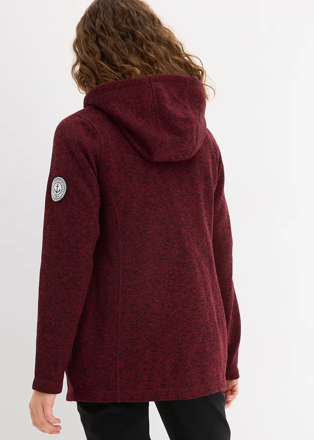 Veste en maille polaire à capuche • bordeaux chiné • Boutique bonprix