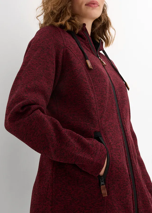 Veste en maille polaire à capuche • bordeaux chiné • Boutique bonprix