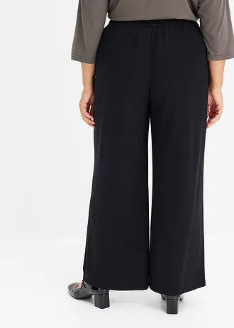 Jersey broek met decoratieve tailleband, Kleur: zwart