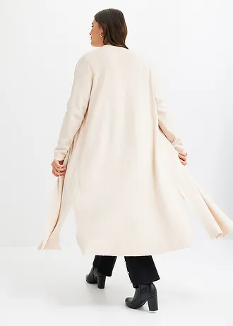 Lang vest met viscose, Kleur: beige gemêleerd