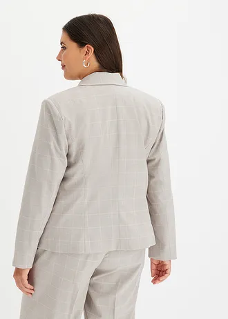 Glenčekový blejzr, barva: světle šedá-světle růžová kostkované