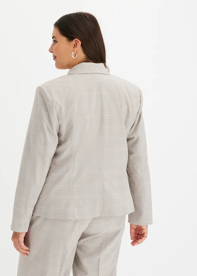 Glencheck blazer, Kleur: lichtgrijs-lichtroze geruit